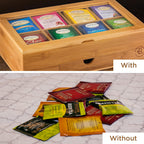 Bamboo Tea Bag Organizer Box - 8 Compartment Tea Storage Box with Acrylic Lid, Magnetic Closure and Drawer, Tea Bag Holder for Kitchen Counter, Tea Organizer, Tea Box, Gift for Mom Wife Tea Lovers