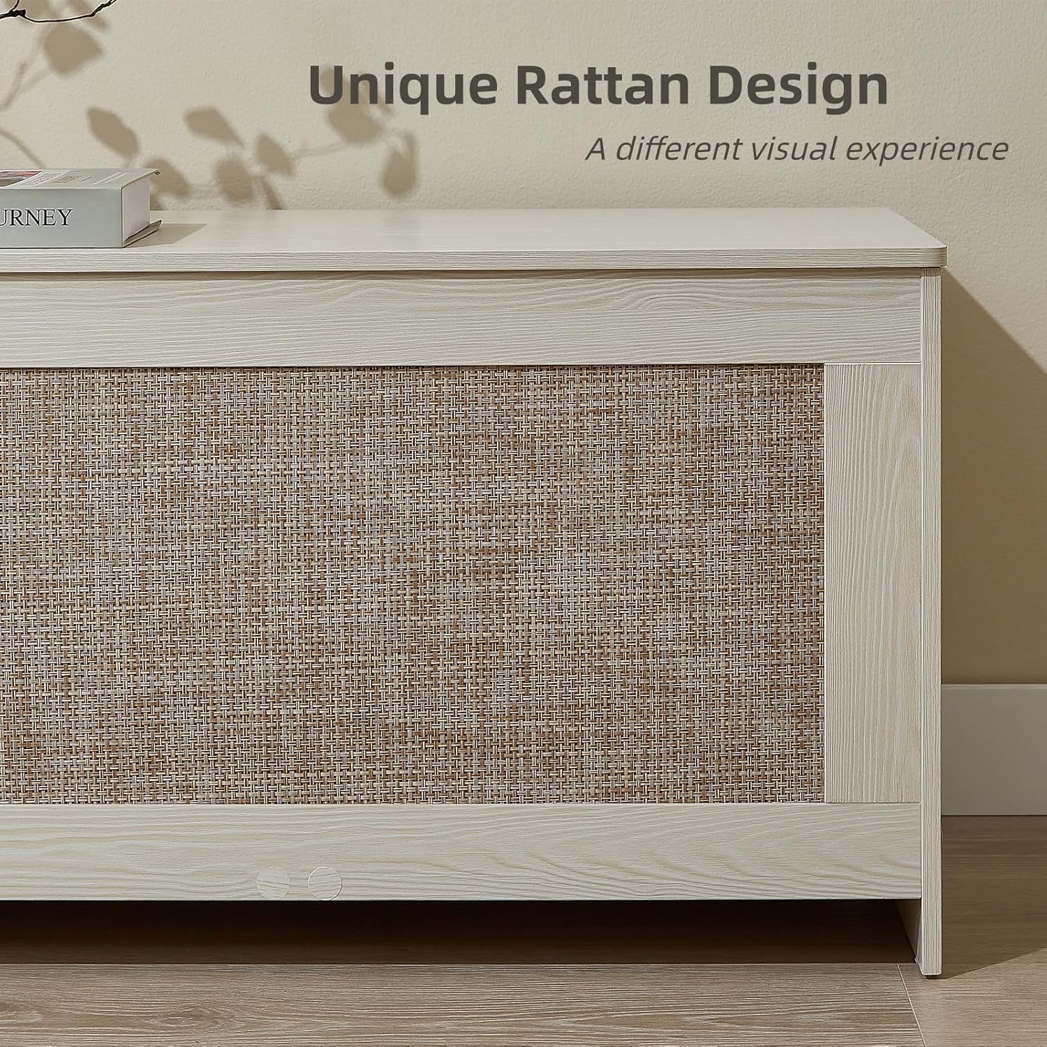 51.2" Storage Chest Extra Large,Storage Bench with 2 Safety Hinges,Wooden Shoe Bench,51.2x15.7x18.3 Inch,Easy Assembly,Storage Bench for Bedroom,Living Room,entryway(White Cream)
