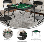 Flash Furniture Silas 34.5" Square Folding Card Table with Green Felt Playing Surface and Cup Holders, Portable Folding Game Table for 4 Players, Black/Green