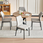 Dining Chairs Set of 4, Mid Century Modern Fabric Upholstered Kitchen Chairs, Light Brown Dining Room Chair with Sticthing Back for Kitchen Dining Room