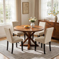 Wooden Dining Chairs Set of 4, Modern Farmhouse Upholstered Dining Room Chairs with Solid Wood Legs, Comfy Kitchen Chairs for Living Room/Restaurant, Oatmeal