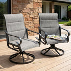 NUU GARDEN Patio Swivel Dining Chairs Set of 2, Outdoor Swivel Rocker Chairs with High Back Textilene Seat and Powder Coated Frame, for Lawn Porch Garden, Light Gray