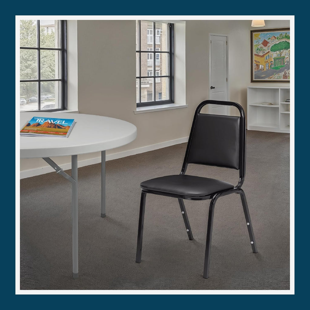 OEF Furnishings OEF9110-B/4 Banquet Chairs Premium Commercial Seating (4 Pack, Vinyl, Black, Black Frame)