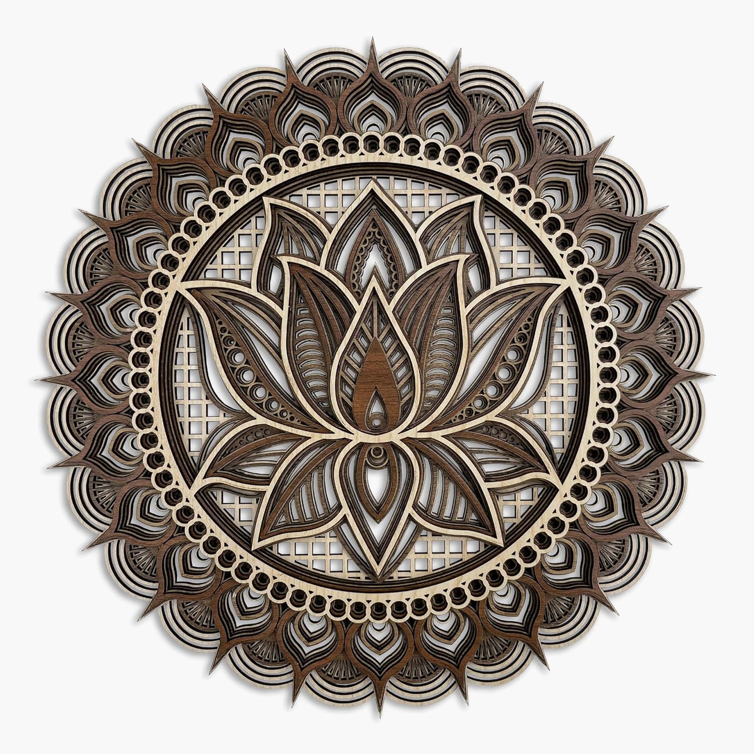 Mandala Wall Art, Mandala Wood Wall Art Decor, Lotus Flower Wall Decoration, Layered Mandala (X-Large)