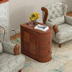 Narrow End Table with Charging Station, Vintage Slim Sofa Side Table & Nightstand with 2 Drawers, Compact Wood Storage for Living Room Bedroom Small Spaces, Fully Assembled, Brown