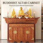 Multi-Tier Personal Shrine Altar Table with Drawer Storage, Large Wooden Buddhist Shrine Cabinet with Pull-Out Shelf, Detachable Meditation Table (Sandalwood, 84.6" L * 26.8" W * 42.5" H in)