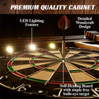 Barrington Woodhaven Dartboard Pub Style with LED Lights, Pre-Assembled | Pre-Assembled LED Pub-Style Dartboard Cabinet With 18" Sisal Board, 6 Steel Tip Darts, And Built-In Dry-Erase Scoreboards.
