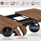 Extendable Dining Room Table for 4-6-8, Large 55''-70.9'' Wood Rectangle Expandable Dining Table with Hidden Storage, Space Saving Farmhouse Kitchen Table for Dining Room Kitchen Office,Walnut