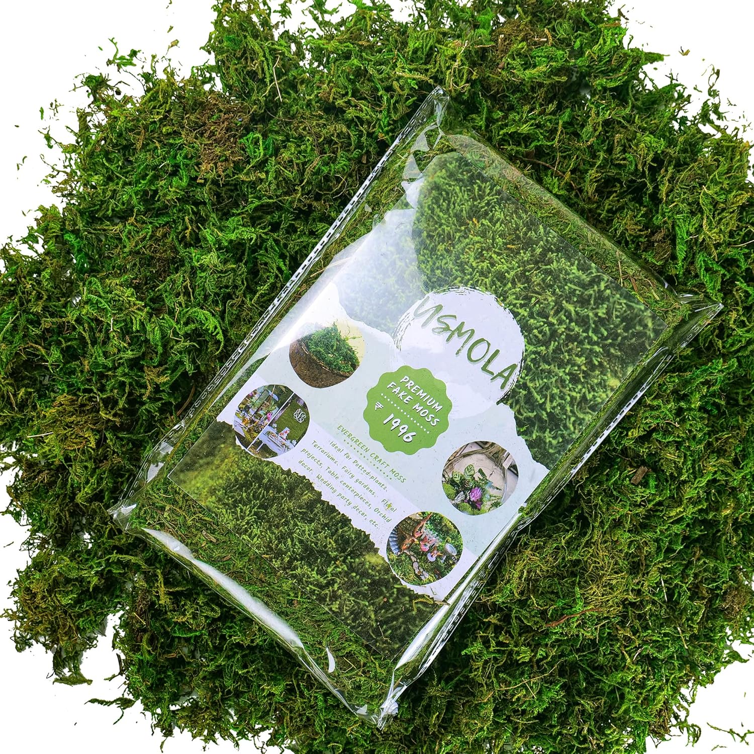 USMOLA Artificial Moss, 16OZ Fake Moss for Crafts Table Centerpieces Fairy Garden Wedding Party Decor, Faux Grass for Potted Plants, 455gr (Fresh Green)