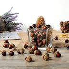MyGift 100-Piece Brown Assorted Artificial Acorn Caps, Fall Autumn Vase Filler and Rustic Seasonal Decorations