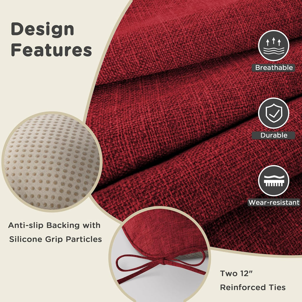 AddGrace Extra Thick Chair Cushions for Dining Chairs Set of 4 Non-Slip Kitchen Chair Pads Soft Dining Room Seat Cushion with Ties 16" x 16" x 4" Dark Green
