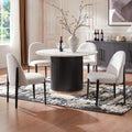 Morden Fort Boucle Dining Chairs Set of 4, Thick Upholstered Chairs with Metal Legs & Curved Backrest, Post Modern Minimalist Chair for Dining Room, Kitchen, Living Room, Bedroom, Apartments, White