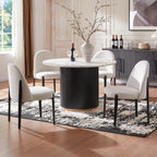 Morden Fort Boucle Dining Chairs Set of 4, Thick Upholstered Chairs with Metal Legs & Curved Backrest, Post Modern Minimalist Chair for Dining Room, Kitchen, Living Room, Bedroom, Apartments, White