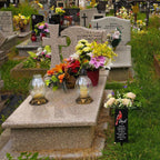 Hushee Memorial Grave Decorations Cemetery Cardinal Flower Vase Metal Gravesite Flower Holder with Spike Graves Metal Funeral for Loss of Loved One Cemetery Outdoors Yard Garden(Dad)