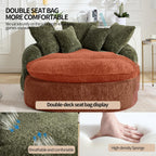 Round Oversized Lounge Chair with Ottoman - Cloud Comfy Boneless Sofa Chair for Living Room Relaxation (Olive Green, Chair and Ottoman)