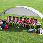 1MORE Soccer Bench with Canopy, Portable Folding Team Bench, 8 Seats Foldable Sideline Benches, Soccer Chair with Bag & Mesh Backrest, Adult Team Chair for Football