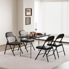 1 Pack Folding Chairs with Cushion Padded - Metal Chairs w/Comfortable Seats and Durable Steel Frame Foldable Chair for Indoor Outdoor Wedding, Party, Backyard & Office Events (Black, 1 Pack)