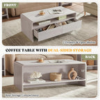 AMERLIFE 3-Piece Living Room Table Set, Includes Coffee Table & 2 End Tables, Modern Coffee Table Sets with Large Storage Drawers & Smooth Rounded Edges, White