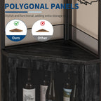 IDEALHOUSE Corner Bar Wine Cabinet with Glass Holder Wine Bar Rack Cabinet with Mesh Door & Glass Holder,Industrial Liquor Cabinet for Home, Kitchen, Dinning Room,Black