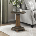 Lexicon 22 Dia. Round End Table, Wood Side Table with Sturdy Pedestal Leg, Cherry Veneer Accent Nightstand with for Small Spaces, Living Room, Bedroom, Entryway, Easy Assembly, Brown