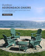 AreShark Folding Adirondack Chairs Set of 2, Wooden Textured Patio Chairs with Cup Holder,HDPE All Weather Fire Pit Chairs for Outdoor Backyard Lawn Poolside Deck Porch Garden,Aruba Blue