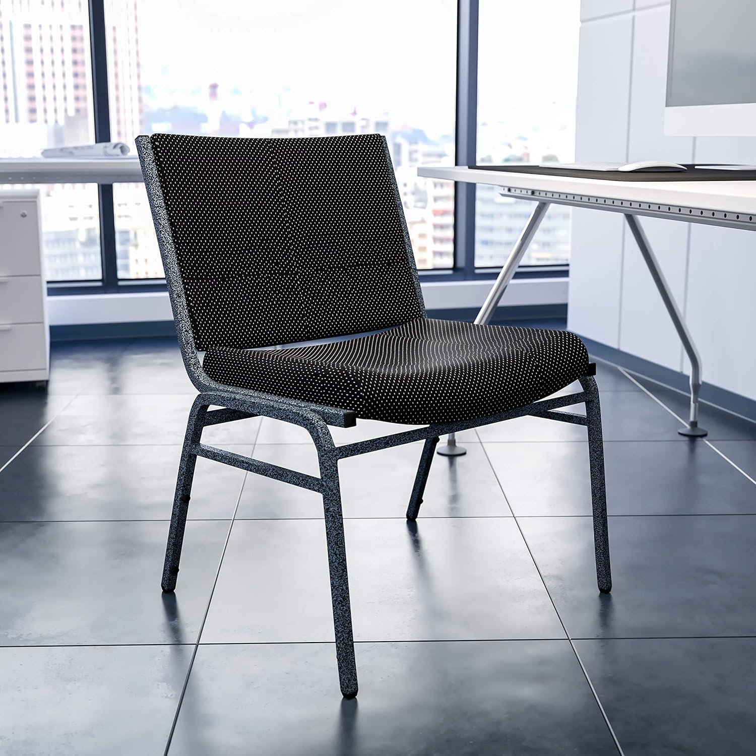 EMMA + OLIVER Big & Tall 1000 lb. Rated Black Fabric Stack Chair