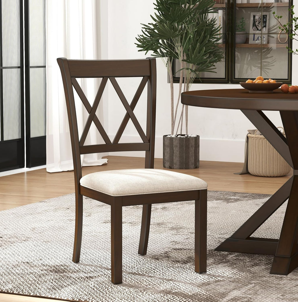 Roundhill Furniture Windvale Fabric Upholstered Dining Chair, Set of 2, Espresso