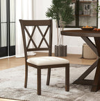 Roundhill Furniture Windvale Fabric Upholstered Dining Chair, Set of 2, Espresso
