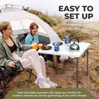 Our Modern Space 34" Square Foldable Table with Built in Handle & Steel Legs | Heavy Duty Portable | Perfect for Party, Dining, Wedding, Events, Picnic Indoor, Outdoor, Camping, Utility, Temporary