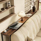 SUPERJARE 70 Inch Console Table with Outlet, Sofa Table with Charging Station, Narrow Entryway Table, Skinny Hallway Table, for Living Room, Rustic Brown