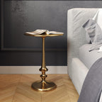 Side Table - Iron Pedestal Table with Antique Gold Finish for Couch, Loveseat, Entryway, or Bed - Vintage Living Room Furniture by Lavish Home