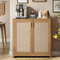 VASAGLE ELLAN Collection - Boho Buffet Cabinet with Rattan-Look Doors, Sideboard Storage Cabinet, Rounded Corners, Adjustable Shelf, for Kitchen, Natural Brown UBBK345KC01