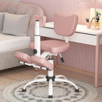 Adjustable Ergonomic Kneeling Chair with Padded Seat and Backrest, Posture Correcting Knee Chair for Office Desk, Comfortable Floor Sitting Alternative (Pink)