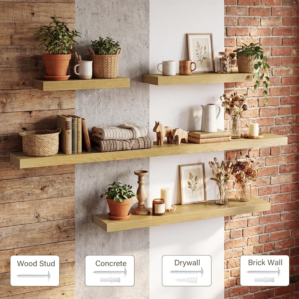 Acovy 30in Long Floating Shelves for Wall Set of 2, Wood Wall Shelves for Bathroom Bedroom Kitchen Living Room Laundry Room, Modern Floating Shelf for Home Decor