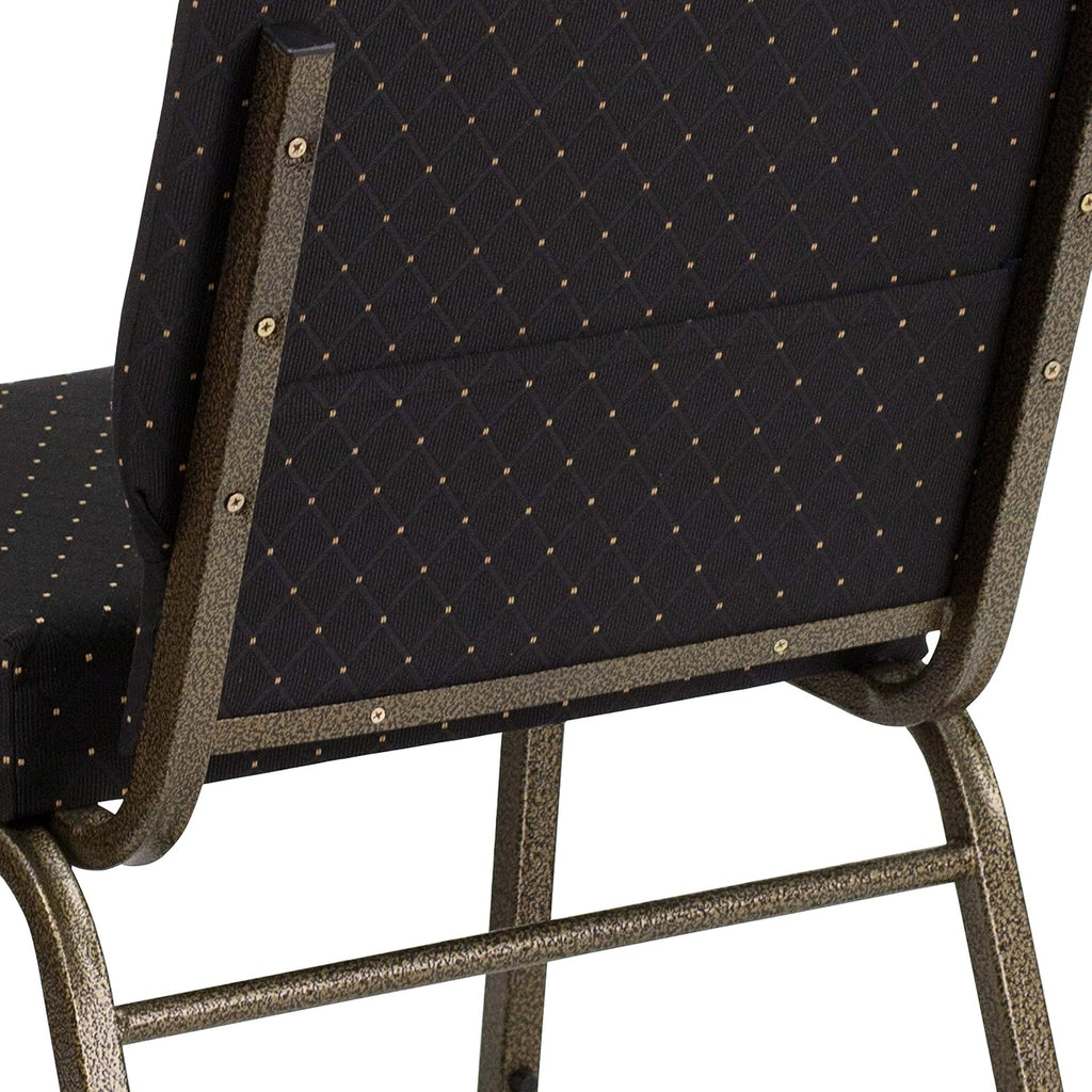 EMMA + OLIVER 21" W Stack Church Chair, Black Dot Patterned Fabric/Gold Vein