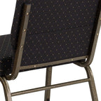 EMMA + OLIVER 21" W Stack Church Chair, Black Dot Patterned Fabric/Gold Vein