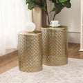 Homebeez Modern Nesting Tables Set of 2, Round Metal End Table, Accent Side Tables for Living Room & Bedroom, No Assembly Nightstands, Gold