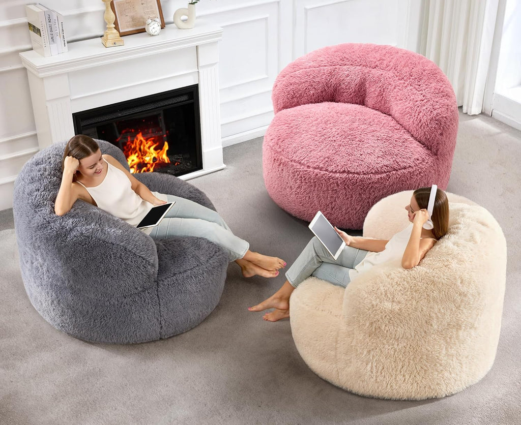 Hobestluk Bean Bag Chair Giant Bean Bag Chairs for Adults Big Adult Bean Bag Chair with Foam Filler Large Beanbags with Stuffed Back Lazy Sofa, Grey-Oversize