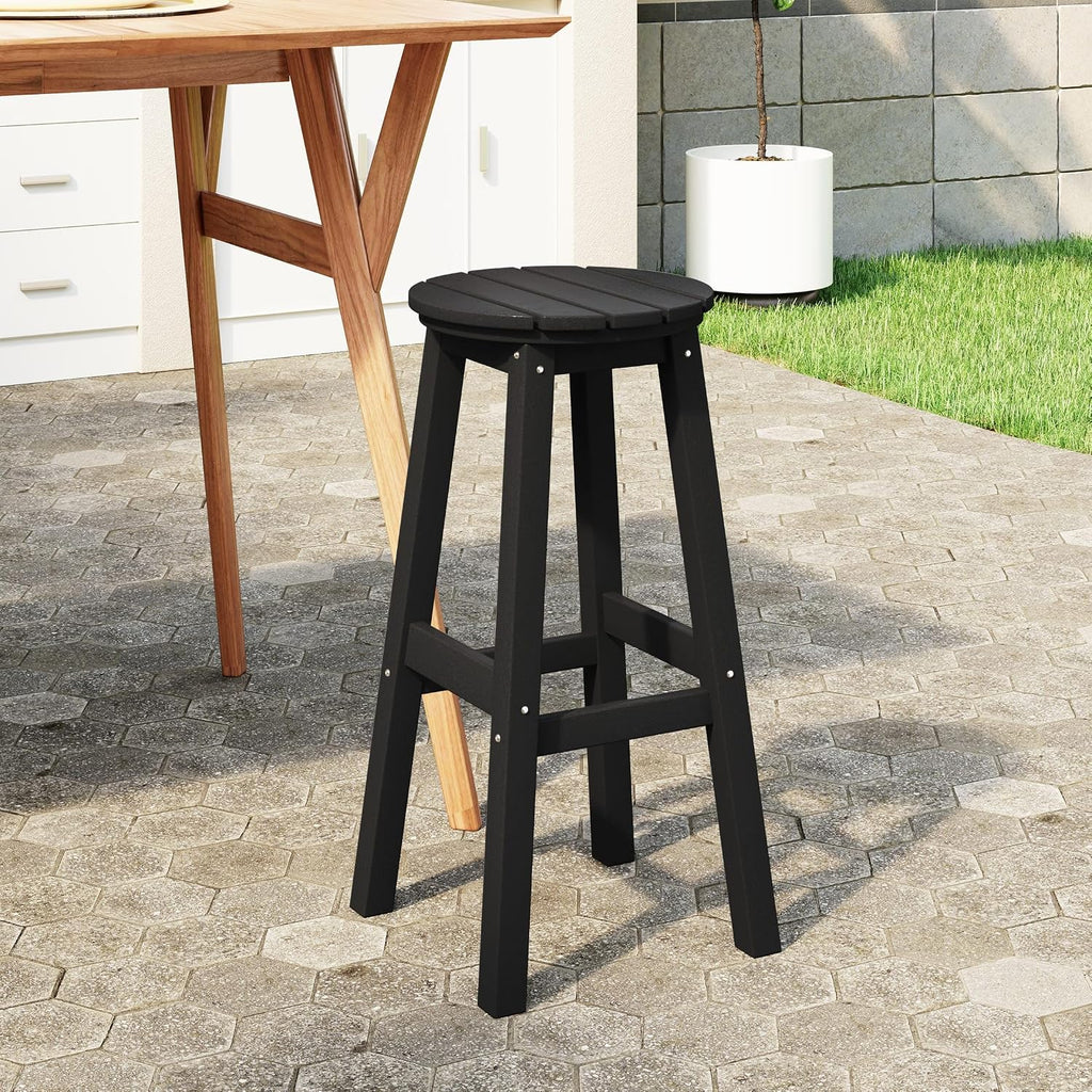 WestinTrends 29" HDPE Outdoor Patio Round Bar Stool, Black