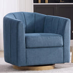 Swivel Barrel Chair Set of 2, 360 Degree Round Swivel Accent Chair for Living Room, Mid Century Modern Upholstered Accent Chair,Comfy Tufted Sofa Armchairs for Bedroom,Nursery,Chenille, Blue