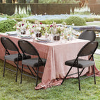 4 Pack Padded Folding Chairs for Home & Events Linen Cushion Seat & Backrest Sturdy Metal Frame Stackable Lightweight Comfortable No Assembly for Indoor Outdoor- Dark Grey