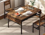 RALGEND 63" Extendable Dining Table for 4-6, Folding Kitchen Table with Drop Leaf, Farmhouse Dining Room Tables with Wine Rack, for Kitchen and Dining Room, Rustic Brown and Black