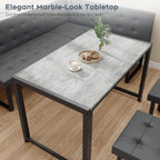 Yechen Corner Dining Table Set with Upholstered Banquette, 70 Inch 5-Piece Kitchen Breakfast Nook Table Set, Space Saving, Grey(Table, Bench, Dining Stools)