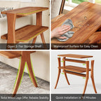 LITTLE TREE Narrow Side Table, 2-Tier Farmhouse End Table with Solid Wood Legs, Small Side Table, Space-Saver for Living Room, Bedroom, Entryway (Walnut)