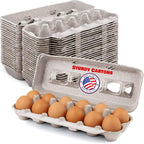 MT Products Blank Natural Pulp Egg Cartons Bulk - Made in USA - Holds Up to Twelve Eggs - Cardboard Material Perfect For Storing Extra Eggs (Pack of 5)