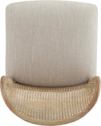 Modern Dining Chairs Set of 2, Fabric Upholstered Kitchen Chairs with Cane Webbing Back and Rubberwood Frame, Beige and Natural for Dining Room