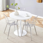 Clear Acrylic Dining Chairs Set of 4, Armless Modern Side Chairs with Transparent Seat, Ergonomic Backrest and Chrome Metal Legs, Ghost Style Kitchen Chairs for Dining Room, Living Room