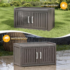Outdoor Shoe Bench, Waterproof UV-Resistant Indoor Resin Shoe Cabinet, Entryway Shoe Storage with 2 Doors, Living Room, Bedroom, Gray (Two-Door)