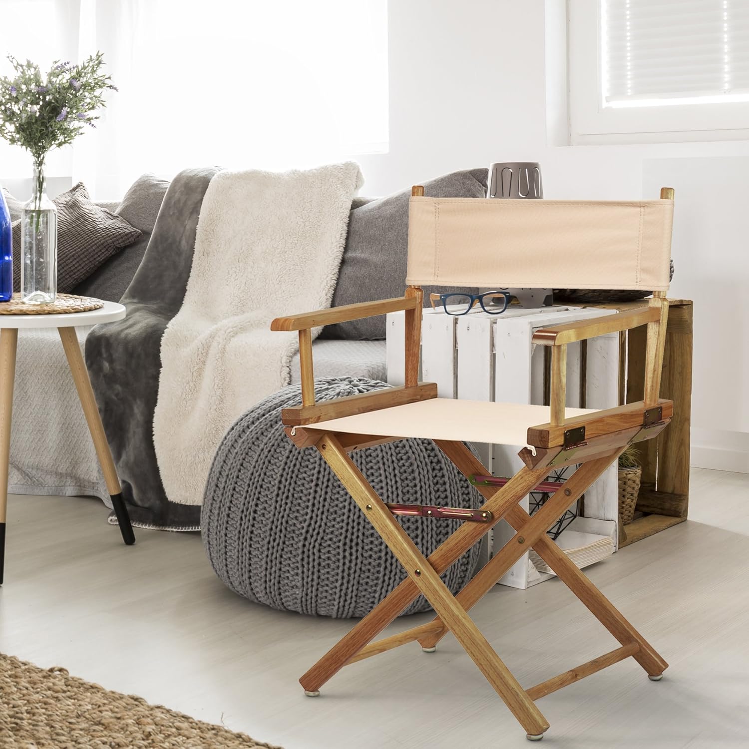 Casual Home 18" Director's Chair Natural Frame with Tan Canvas