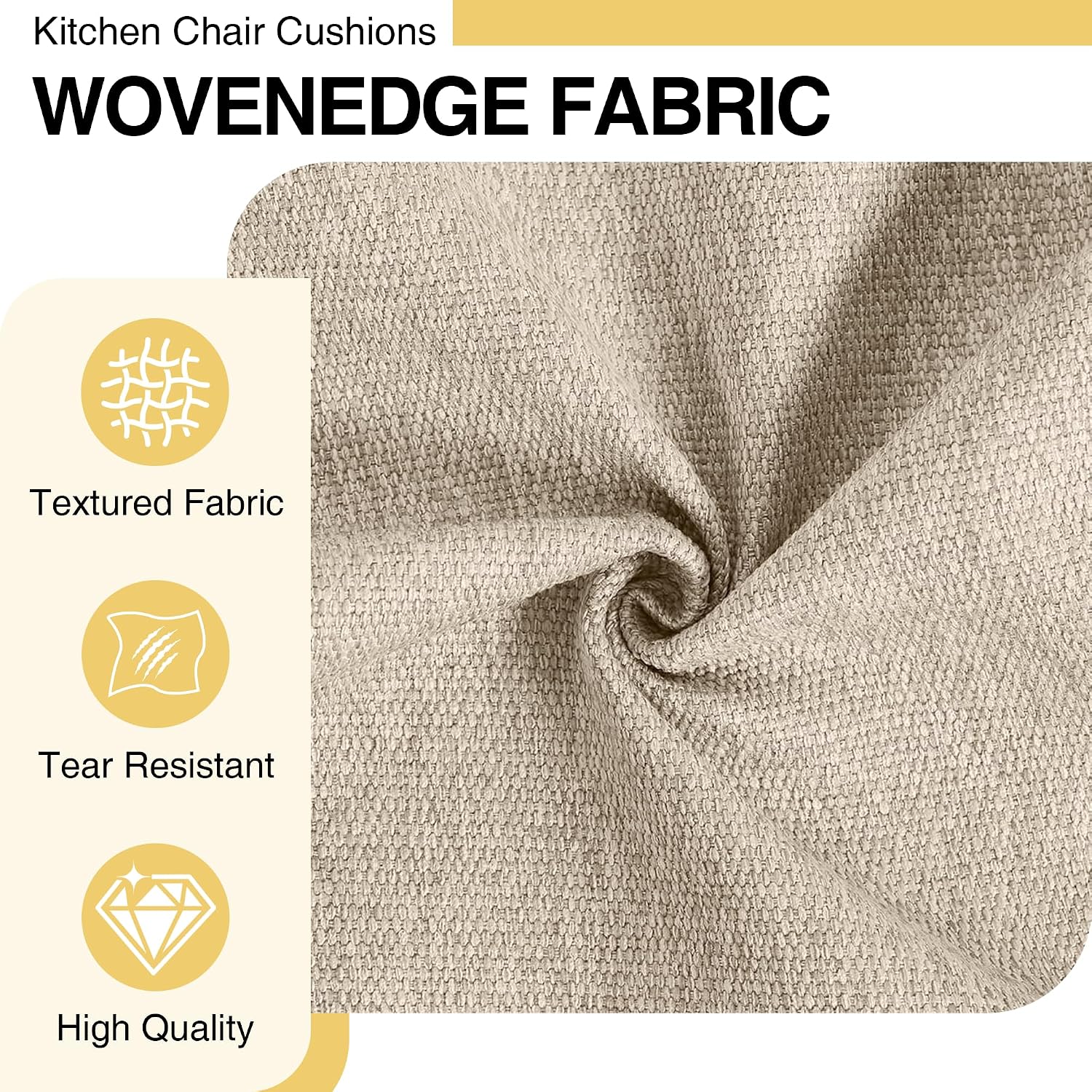 Tromlycs Chair Cushions for Dining Chairs Kitchen Seat Cushions Room Set of 2 Pads with Ties Indoor Non Slip Office 18 x 18 Inch, Beige